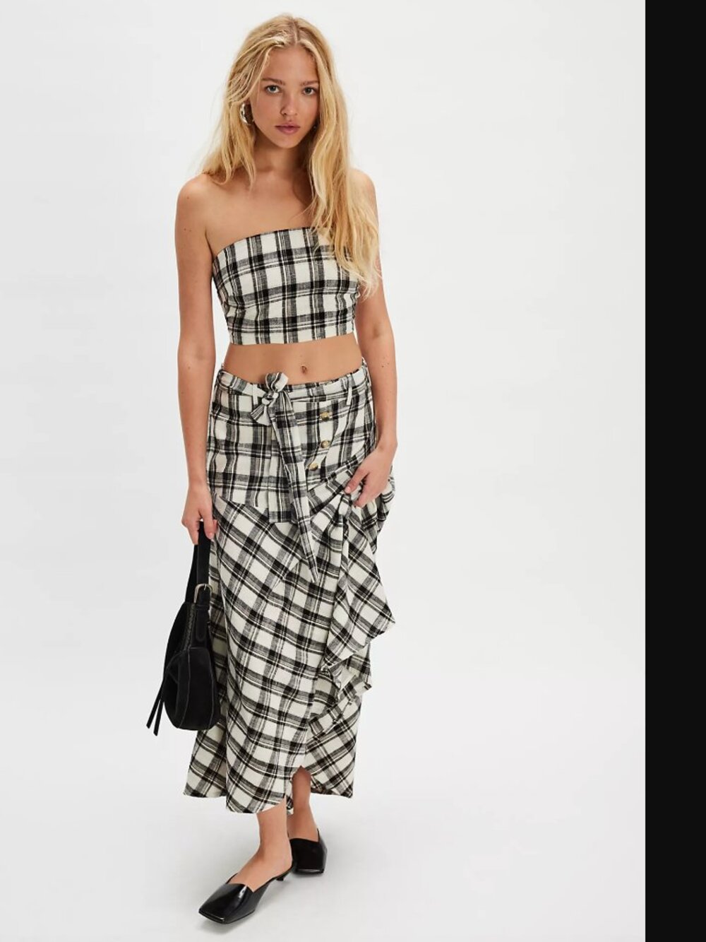 Free People Women White/Black After You Set : Skirt + Top Size L NWT 168$